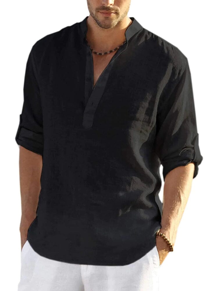 The Silas Heritage | Linen-Style Henley Shirt