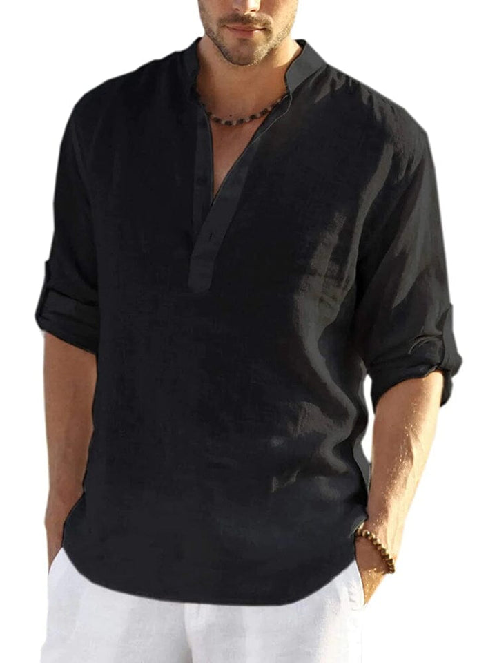 The Silas Heritage | Linen-Style Henley Shirt