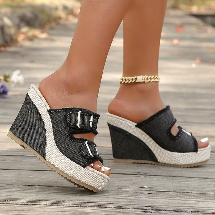Atelier | Fray-Edge Wedge Sandals