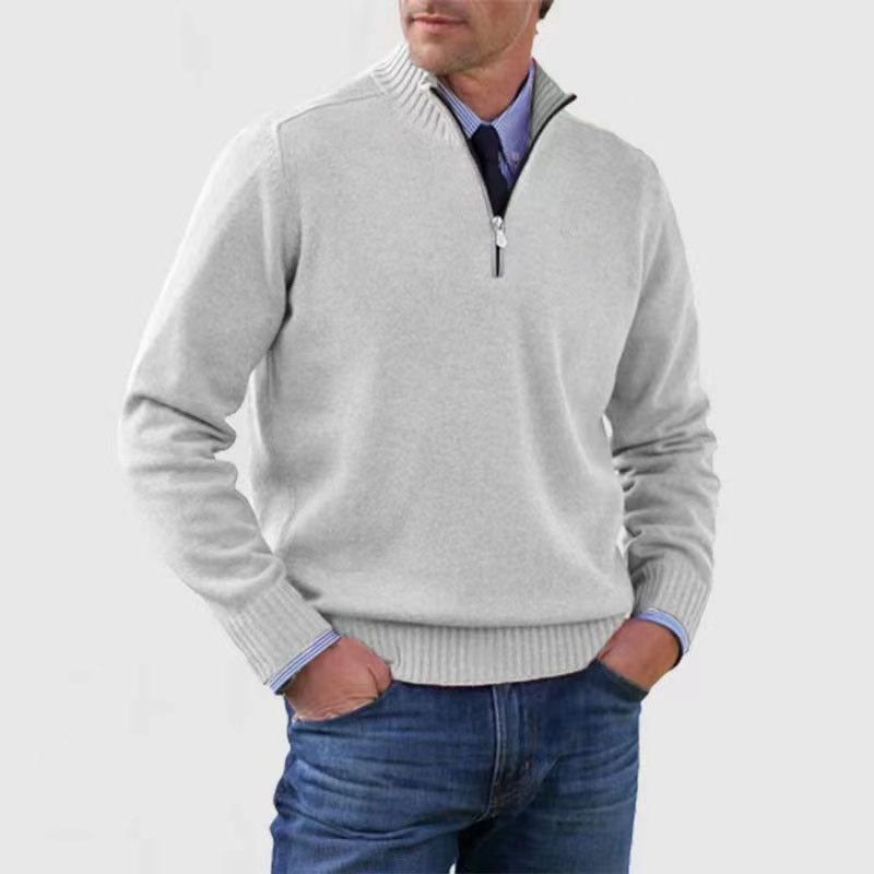 Elegant Men's Mid-Zip Jumper