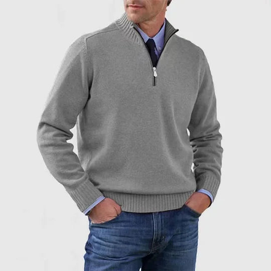 Elegant Men's Mid-Zip Jumper