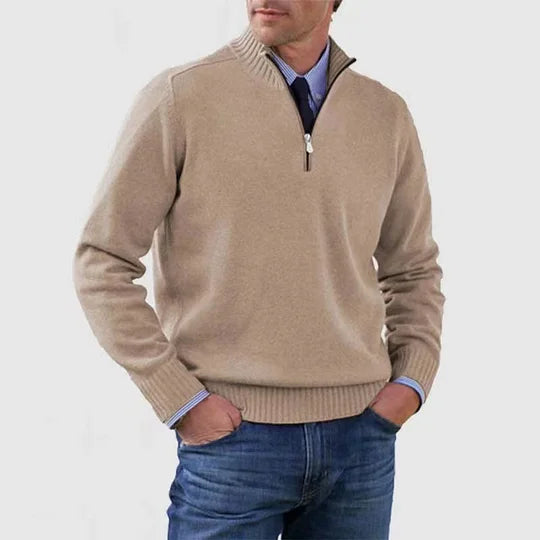 Elegant Men's Mid-Zip Jumper