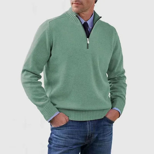 Elegant Men's Mid-Zip Jumper