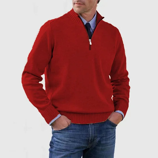 Elegant Men's Mid-Zip Jumper