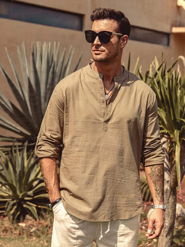 The Silas Heritage | Linen-Style Henley Shirt