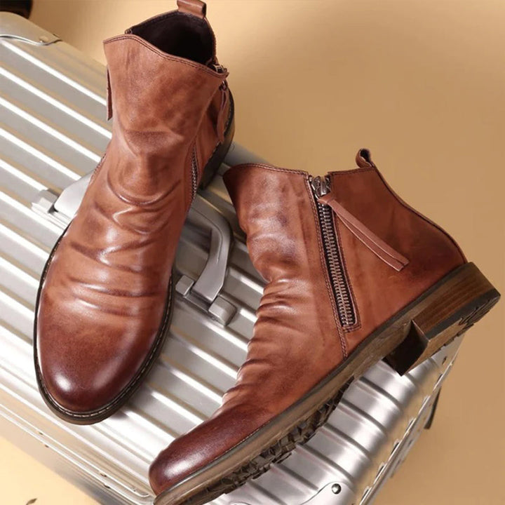 The Daniel Artisan | Men’s Brown Leather Zip Boots