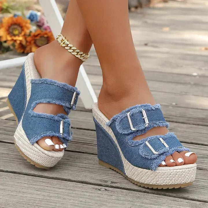 Atelier | Fray-Edge Wedge Sandals