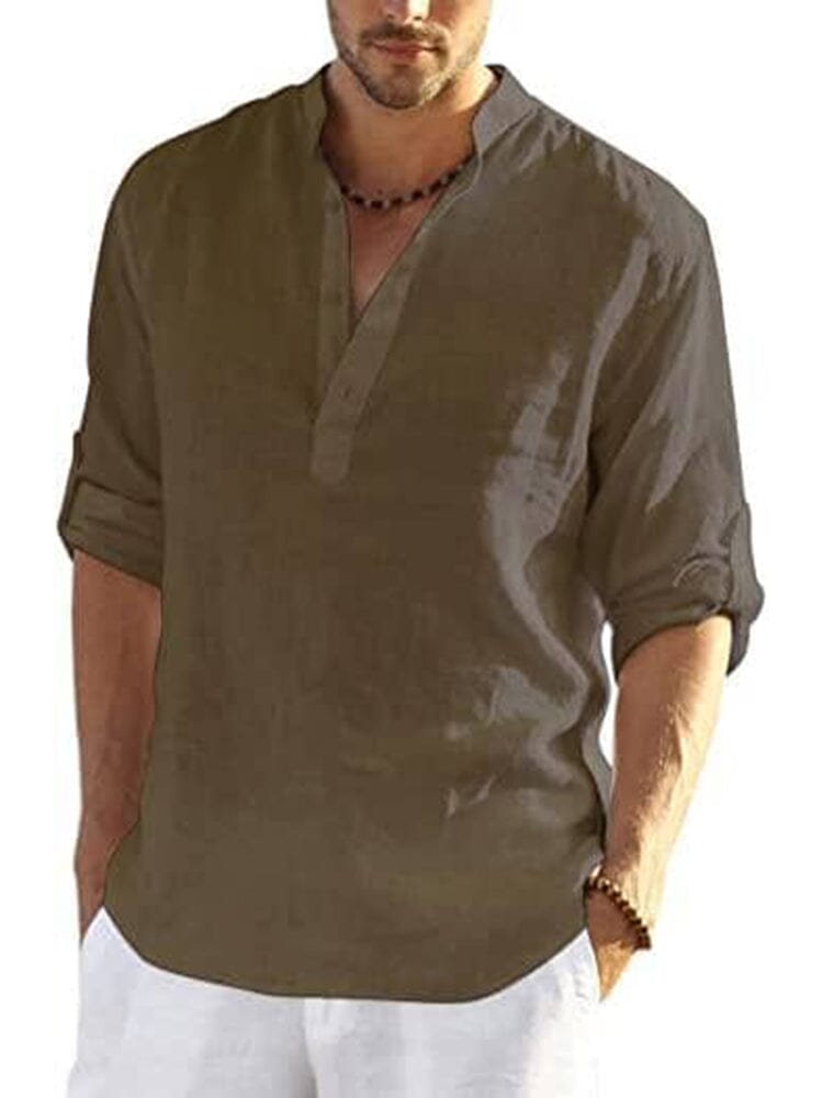The Silas Heritage | Linen-Style Henley Shirt