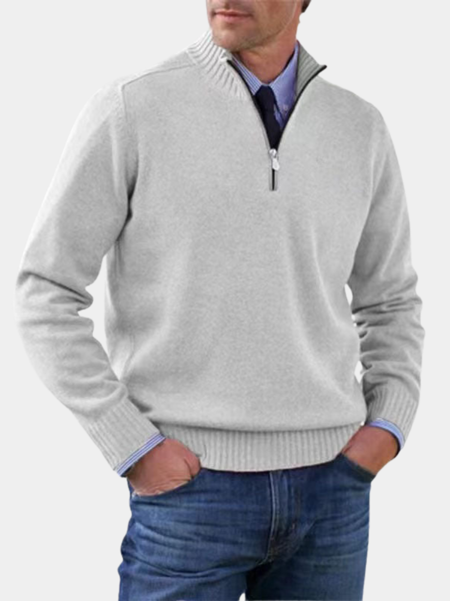 Elegant Men's Mid-Zip Jumper