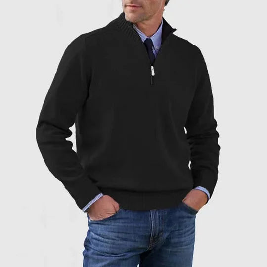Elegant Men's Mid-Zip Jumper