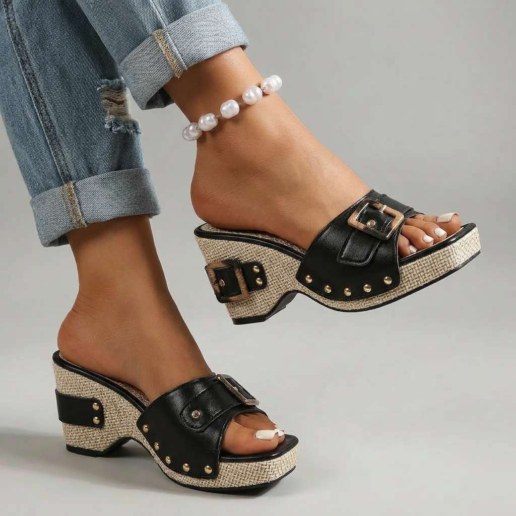 Evelina Buckle Slides