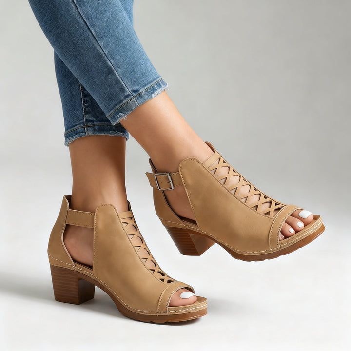 Sabrina Open Toe Buckle Heels