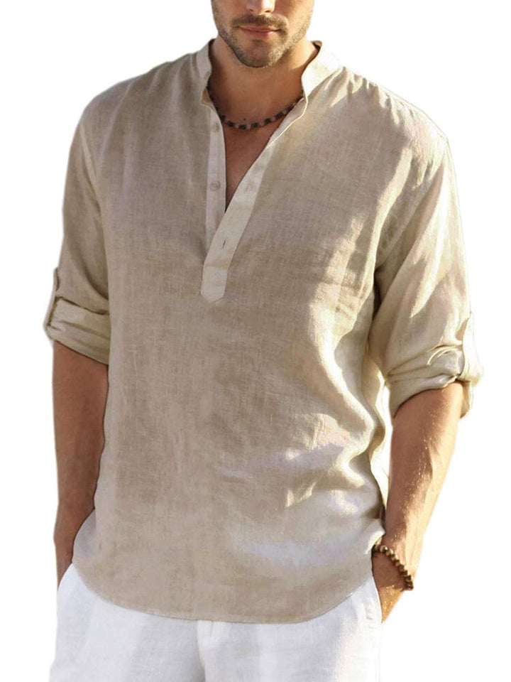 The Silas Heritage | Linen-Style Henley Shirt